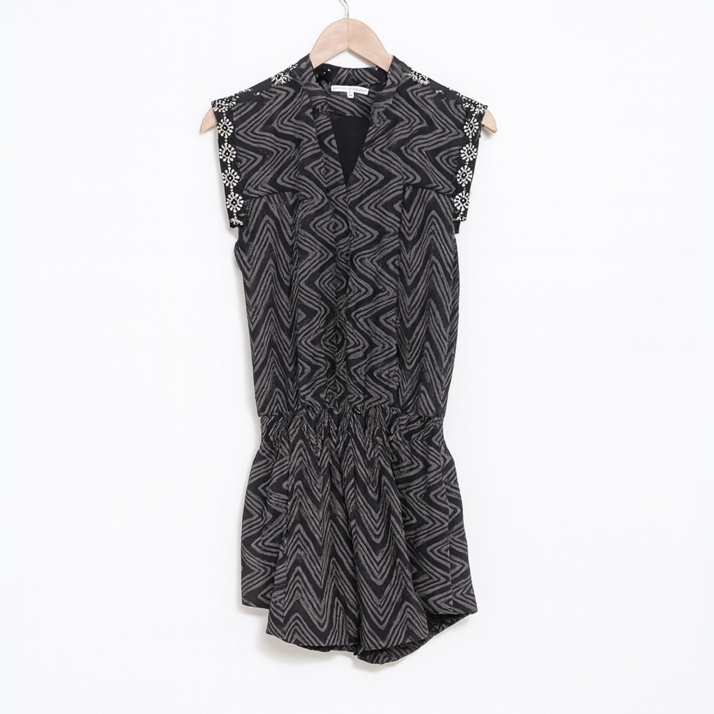 Rebecca Minkoff | Helena Elastic Waist Lined Cotton Button Front Mini Dress XS
